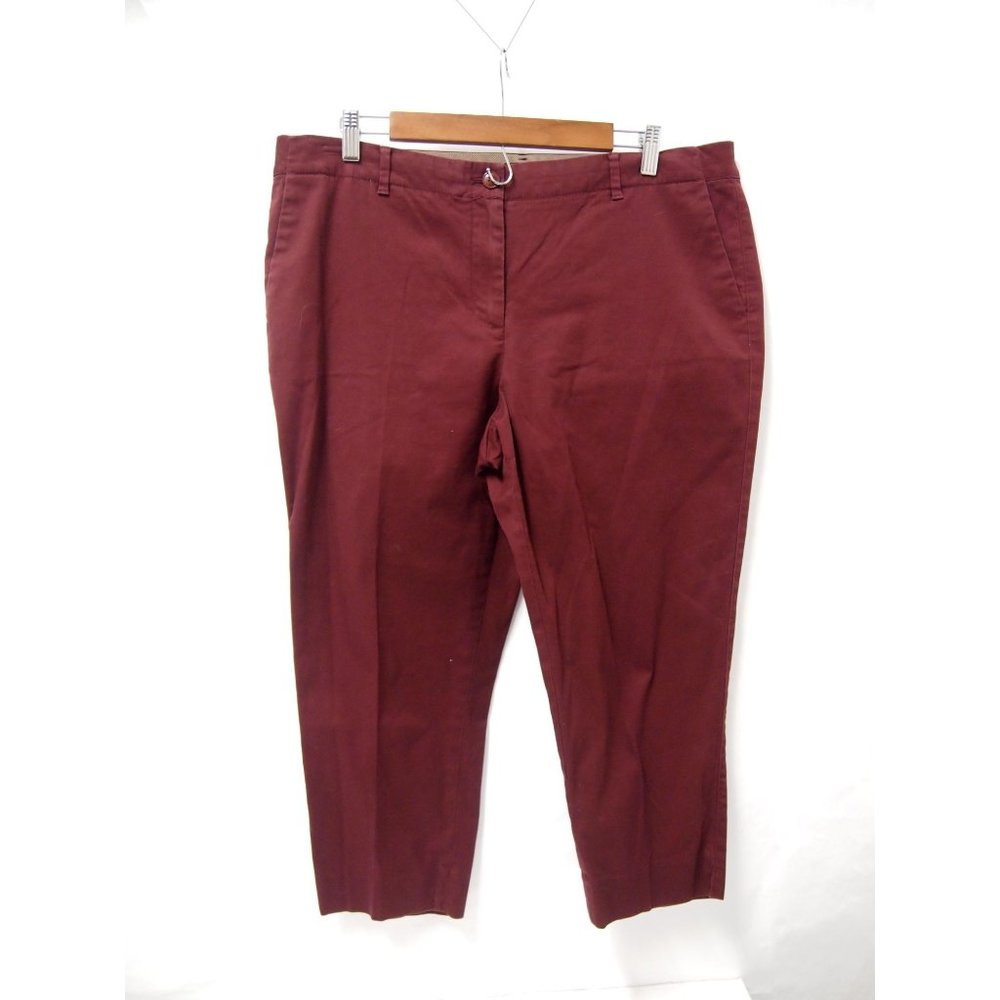 Talbots Womens Pants 16P Petite Burgundy Red Cropped Chino Workwear
